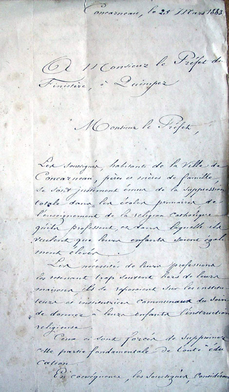 Lettre au Préfet
